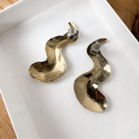 Gold Squiggle Earrings - Picture 5 of 6
